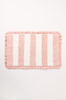 Maeve Ruffled Stripe Tufted Bath Mat