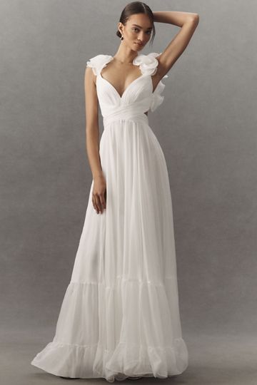 L'IDÉE Galerie V-Neck Pleated Column Midi Dress