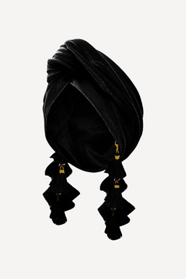 Julia Clancy Chacha Tassel Hair Wrap In Black