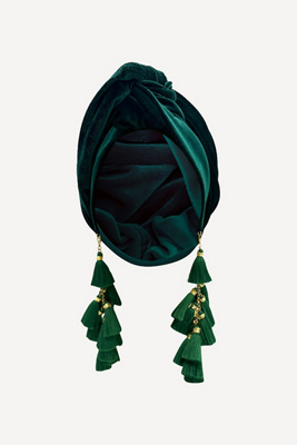 Julia Clancy Chacha Tassel Hair Wrap In Green