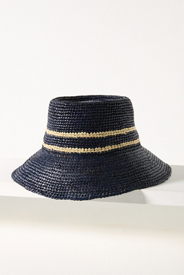 Wyeth Raffia Straw Bucket Hat In Blue