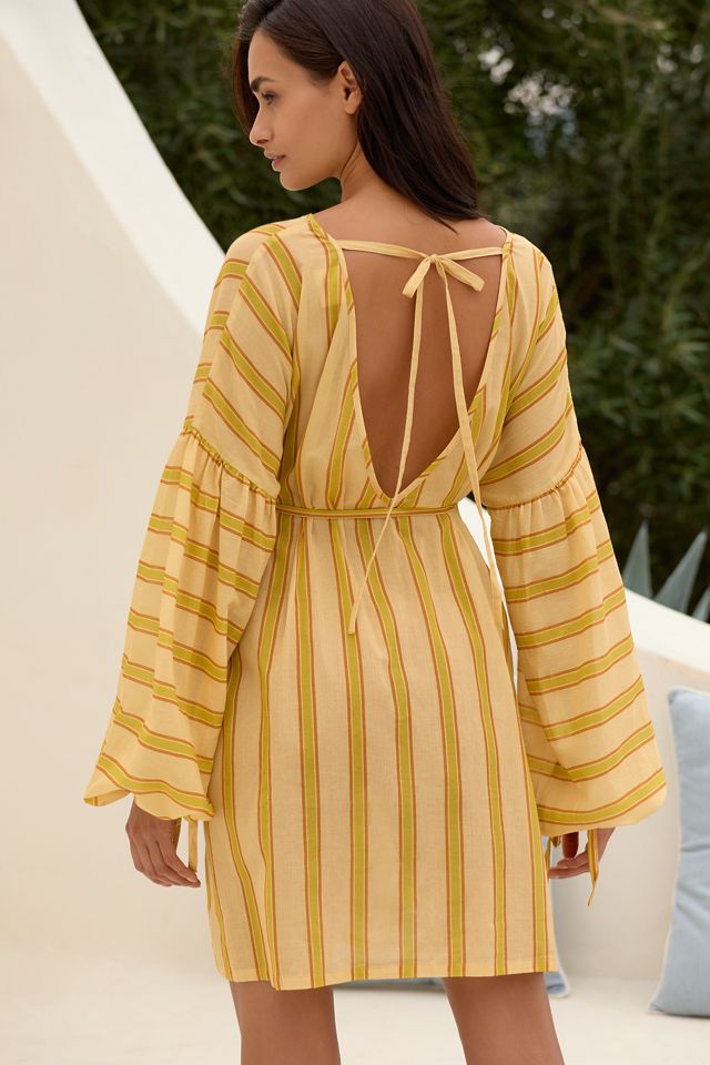 SoleilSoleil Long-Sleeve Striped Mini Kaftan #1