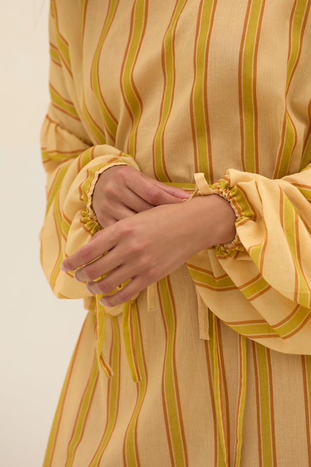 SoleilSoleil Long-Sleeve Striped Mini Kaftan #2