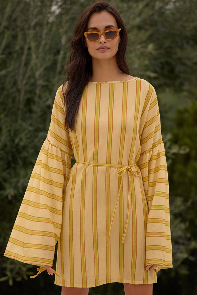 SoleilSoleil Long-Sleeve Striped Mini Kaftan #3