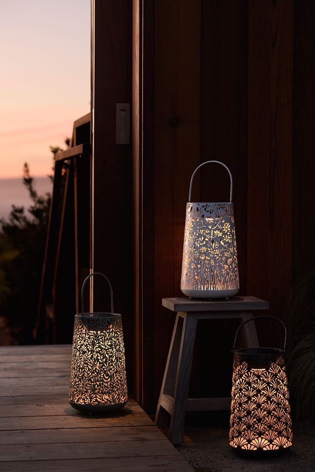 Perforated Foliage Solar Lantern, Brown #6