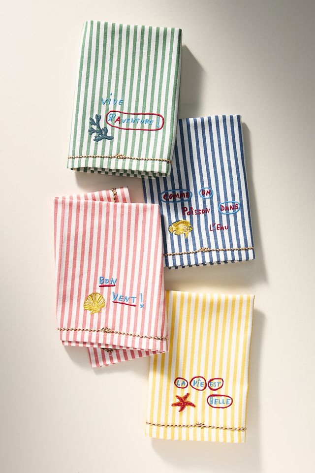 Nathalie Lete Embroidered Assorted Napkins, Set of 4