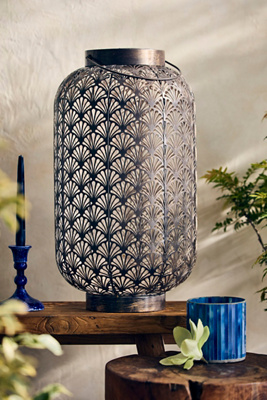 Anthropologie Perforated Foliage Solar Lantern, Extra Large