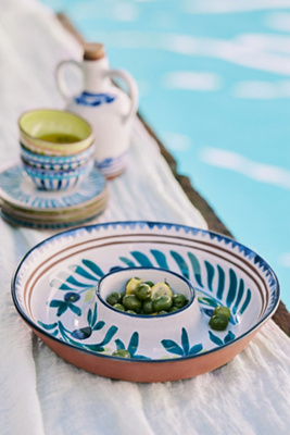 The Mediterranean Dish Glazed Terracotta Chip & Dip Serving Bowl