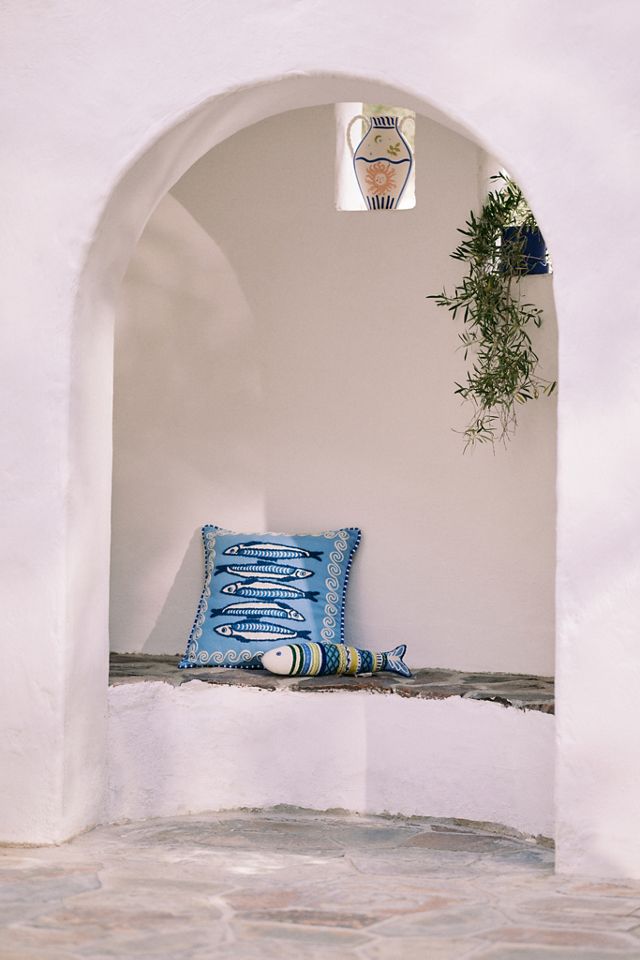 Soula Embroidered Indoor/Outdoor Pillow