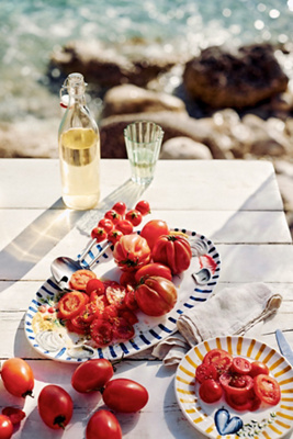 Micola Oval Stoneware Serving Platter en Blue chez - Anthropologie - Modalova