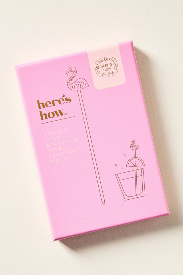Here's How Lily Flamingo Cocktail Picks, Set of 4 #1