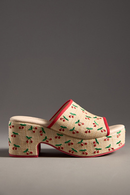 Matisse X Anthropologie Embroidered Fruits Platform Heels In Multicolor