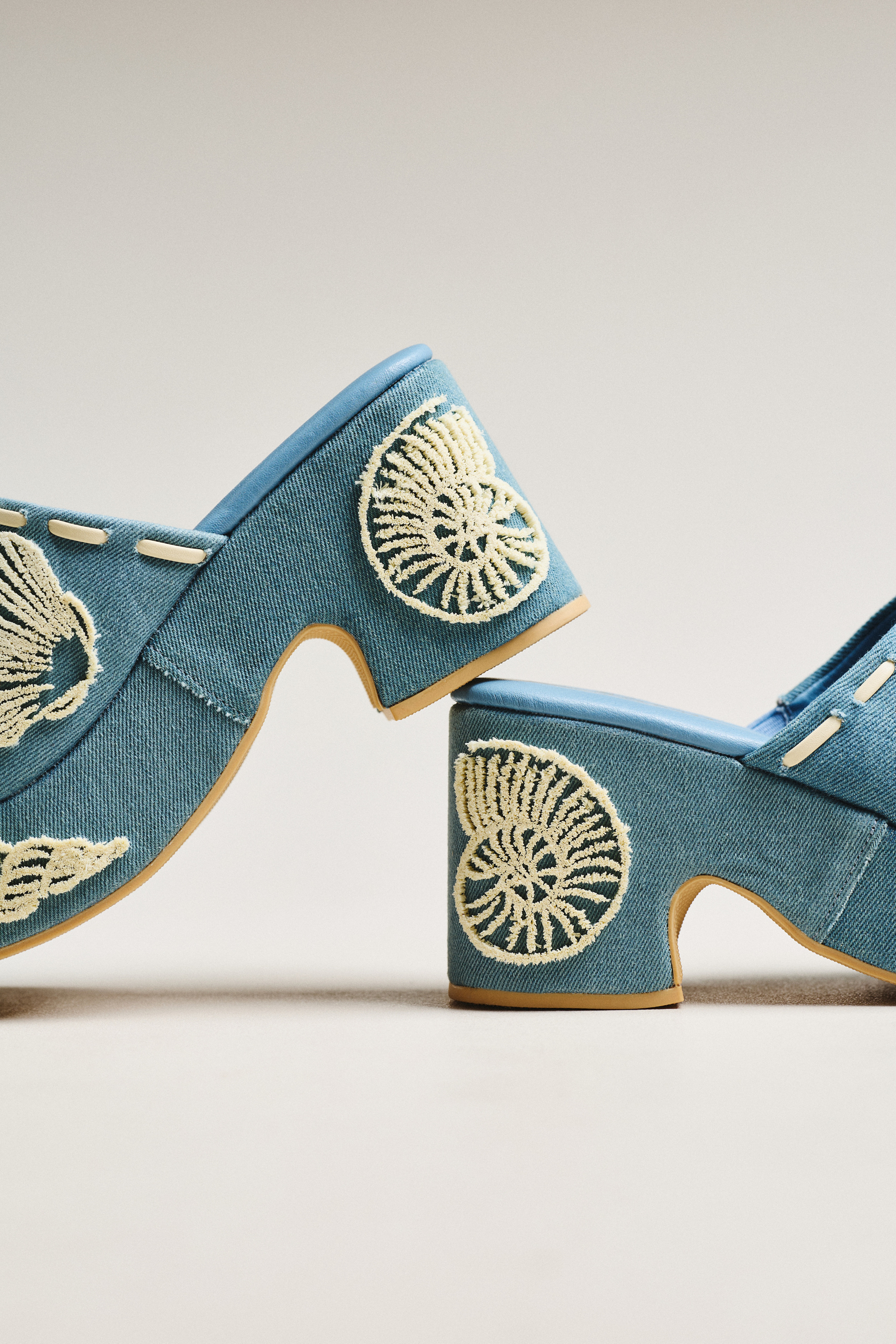 Exclusive Embroidered Platform Heeled Sandals — Image 10