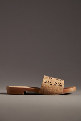 Matisse Harbour Wood-bottom Slide Sandals In Beige