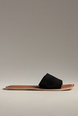 Matisse Beach Bali Suede Square-toe Slide Sandals In Black