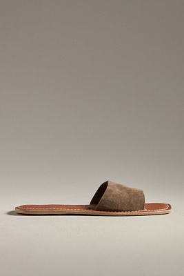 Matisse Beach Bali Suede Square-toe Slide Sandals In Brown