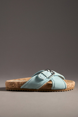 Schutz Nairobi Sporty Leather Slide Sandals In Blue