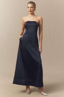 Mare Mare Piper Strapless Fit & Flare Maxi Dress In Blue