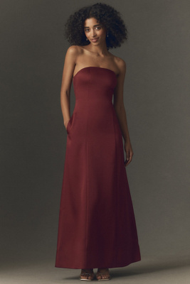 mare mare strapless fringe hem maxi dress Mare Mare Piper Strapless Fit & Flare Maxi Dress