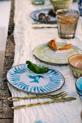 The Mediterranean Dish Glazed Terracotta Mezze Plates, Assorted Set of 4