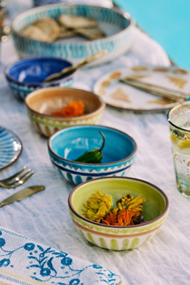 The Mediterranean Dish Glazed Terracotta Nut Bowls, assorted Set of 4