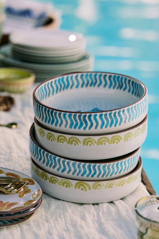 The Mediterranean Dish Glazed Terracotta Pasta Bowls, Assorted Set of 4   #1