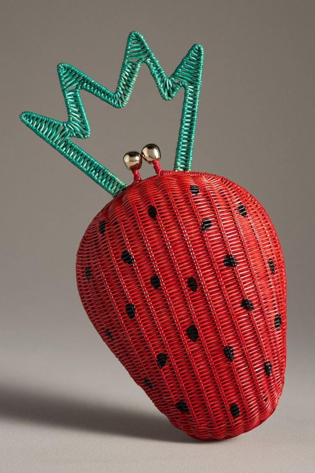 Serpui Strawberry Woven Clutch | Anthropologie