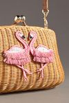 Serpui Blair Flamingo Wicker Clutch Bag