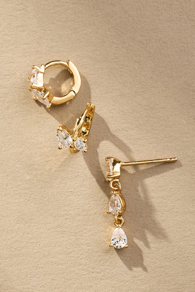 Mini Delicate Crystal Earrings, Set of 3 #1