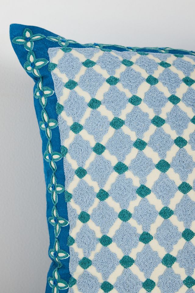 Freya Linen Embroidered Geometric Pillow #2