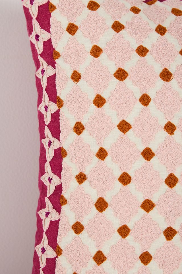 Freya Linen Embroidered Geometric Pillow