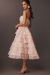 BHLDN Strapless Midi Ruffle Dress