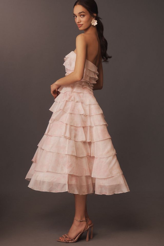 BHLDN Strapless Midi Ruffle Dress #3
