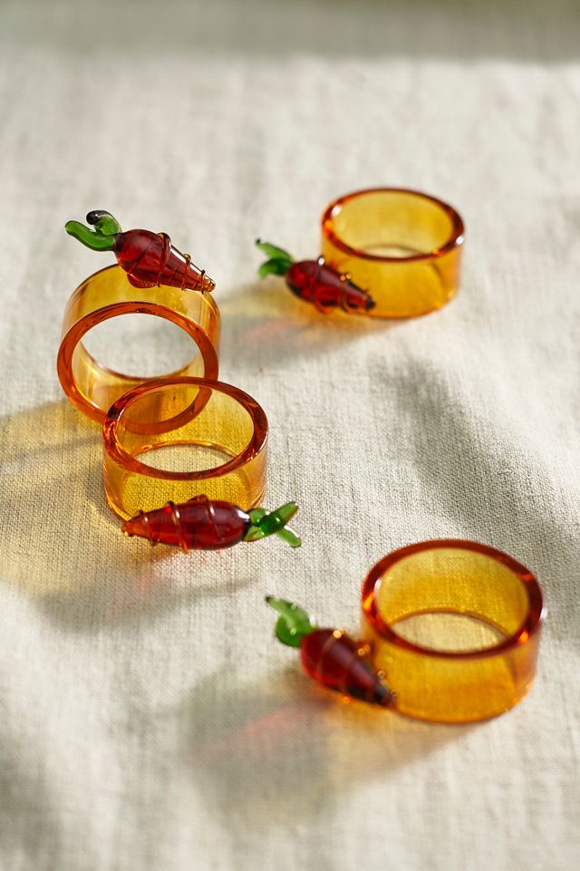 Carrot Glass Napkin Rings, Set of 4 #1