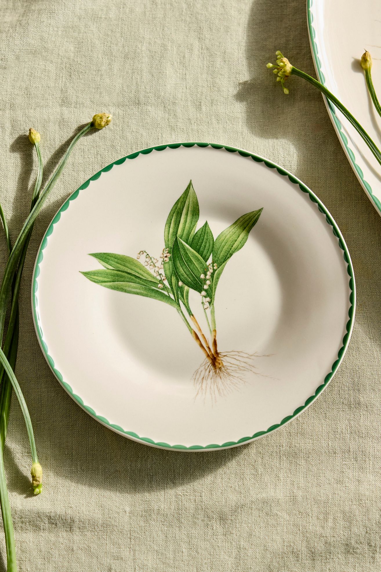 Spring Botanical Stoneware Plate - White, Standard, One Size