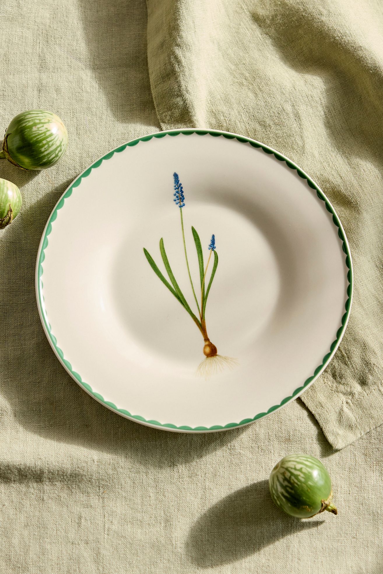 Spring Botanical Stoneware Plate - Blue, Standard, One Size