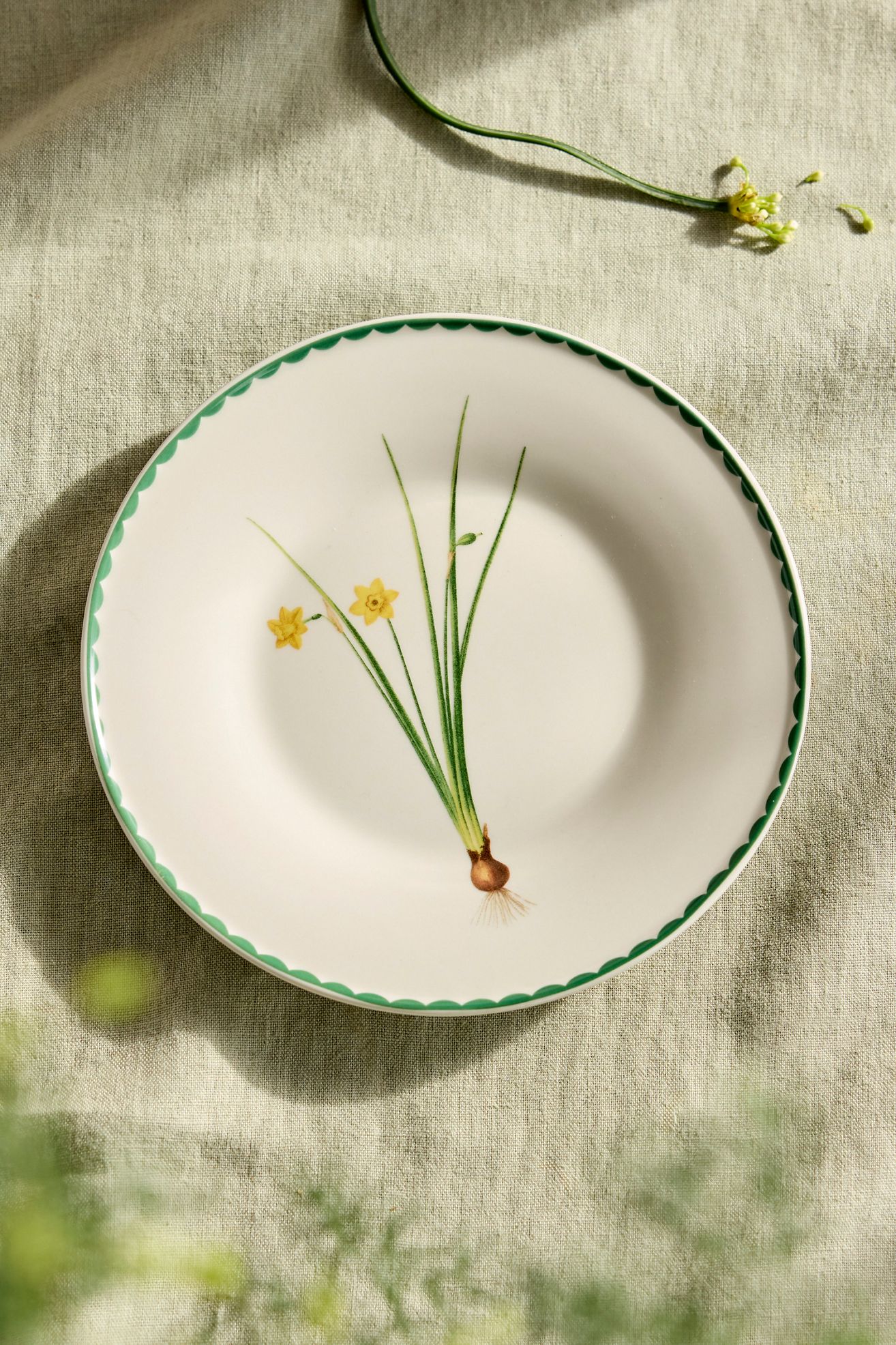 Spring Botanical Stoneware Plate - Yellow, Standard, One Size