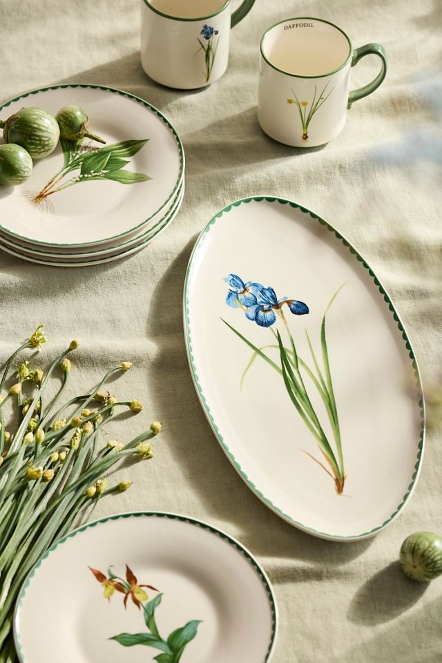 Spring Botanical Stoneware Serving Platter #1