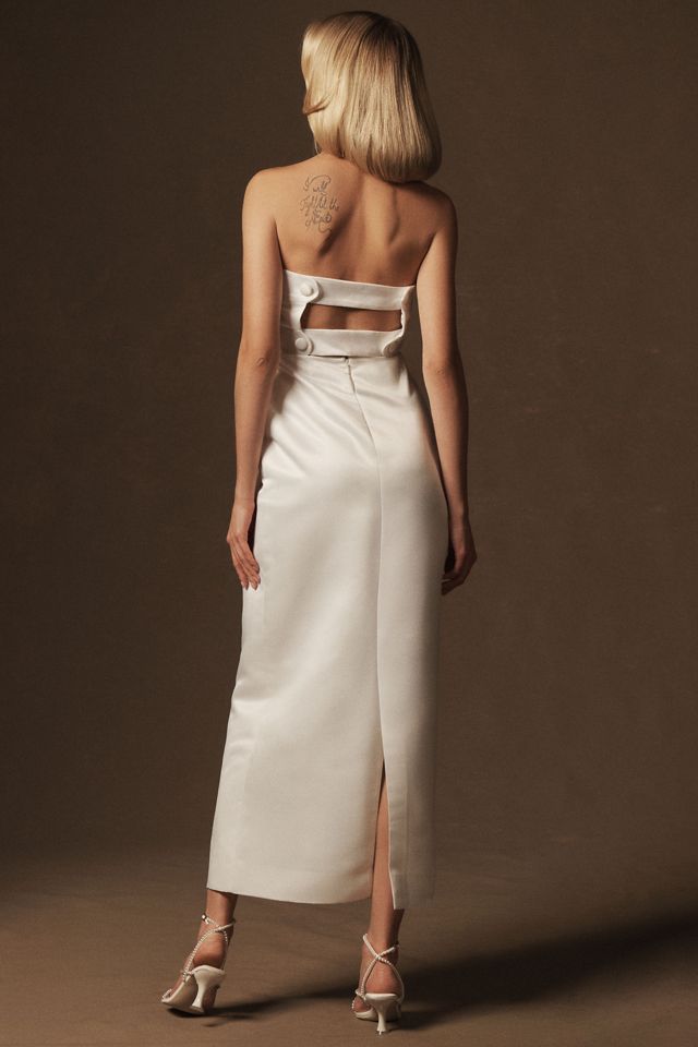 BHLDN Strapless Exaggerated Hip Midi Dress #2