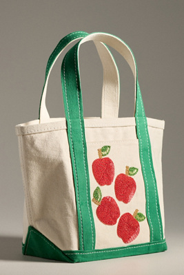 By Anthropologie Beaded Canvas Tote In Green