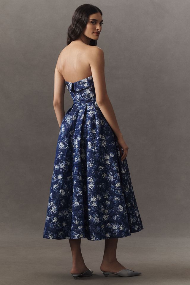 Mac Duggal Strapless Floral Brocade Fit & Flare Midi Dress #1