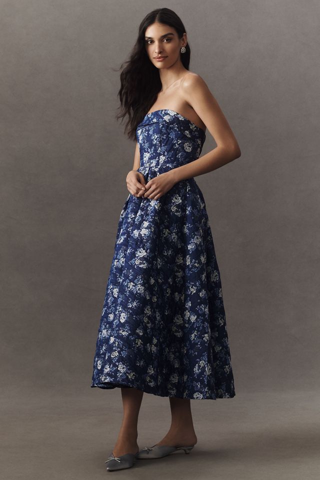 Mac Duggal Strapless Floral Brocade Fit & Flare Midi Dress #3