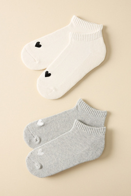 Anthropologie Heart Icon Socks, Set Of 2 In White
