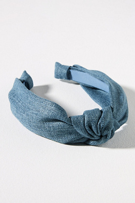 By Anthropologie Everly Denim Knot Headband In Blue