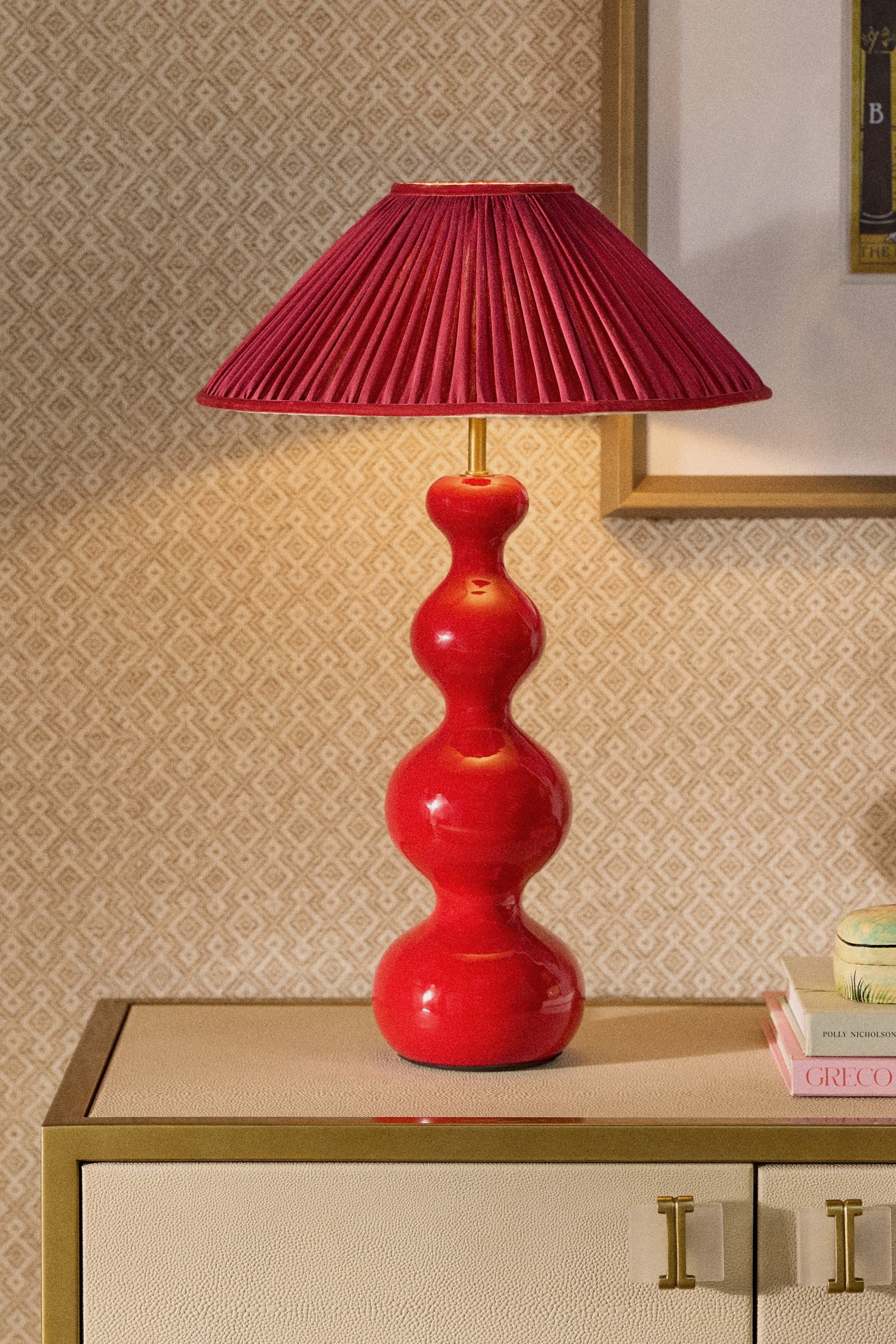 Pooky The Wobster Ceramic Ruched Shade Table Lamp - Red, One Size