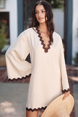 Flat White Striped Rickrack Tunic