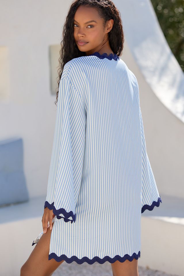 Flat White Striped Ric Rac Tunic | Anthropologie