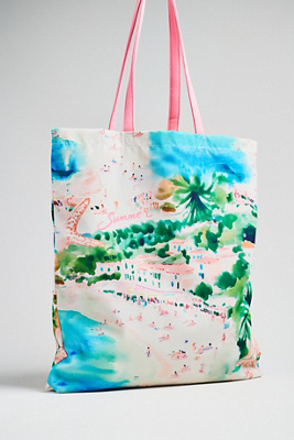 Anthropologie Graphic Canvas Tote In Blue