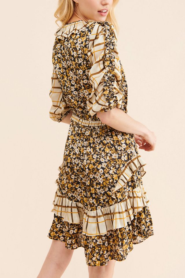 Current Air Tie Neck Tiered Mini Dress #1