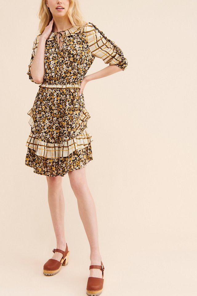 Current Air Tie Neck Tiered Mini Dress #3